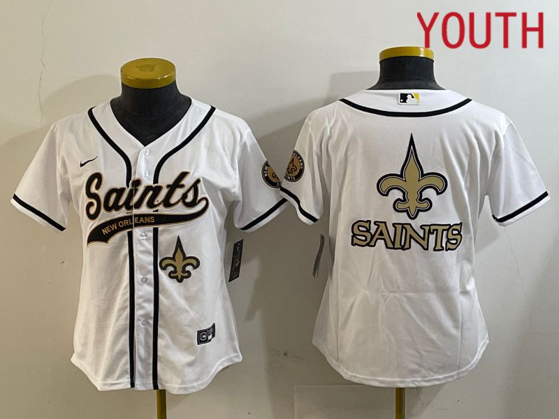 Youth New Orleans Saints Blank White Joint Name 2024 Nike Limited NFL Jersey style 4->youth nfl jersey->Youth Jersey